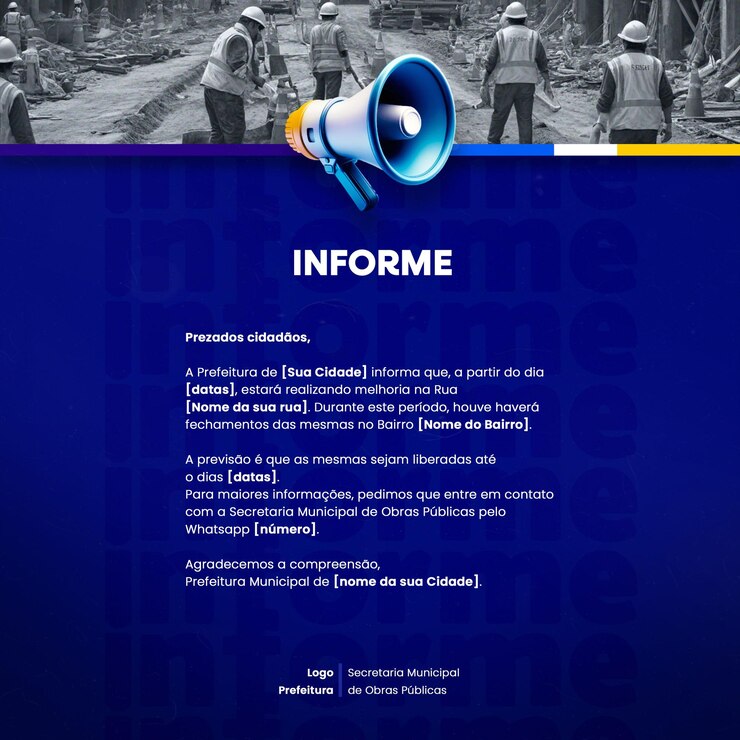 PSD prefeitura comunicado aviso informe importante anúncio aviso social media flyer psd editavel