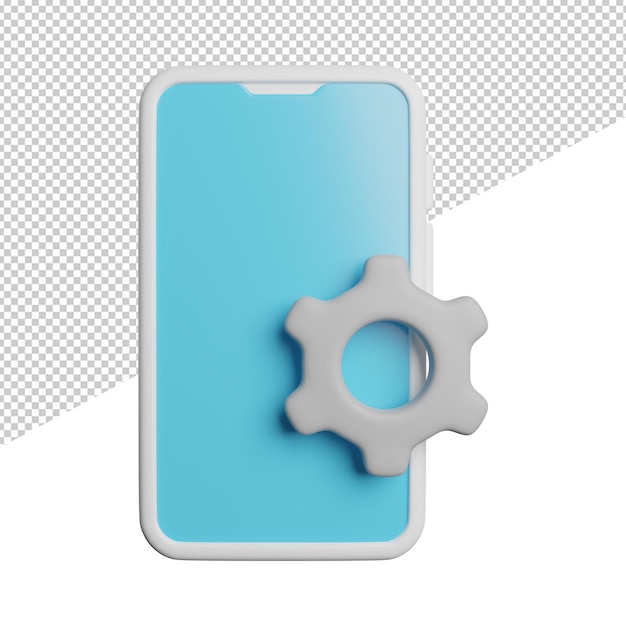 Préférence de réglage du téléphone vue de face illustration d'icône de rendu 3d sur fond transparent