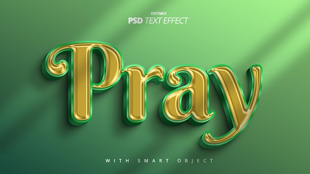Pregate il design del modello di effetto testo ricco di lusso elegante verde oro 3d