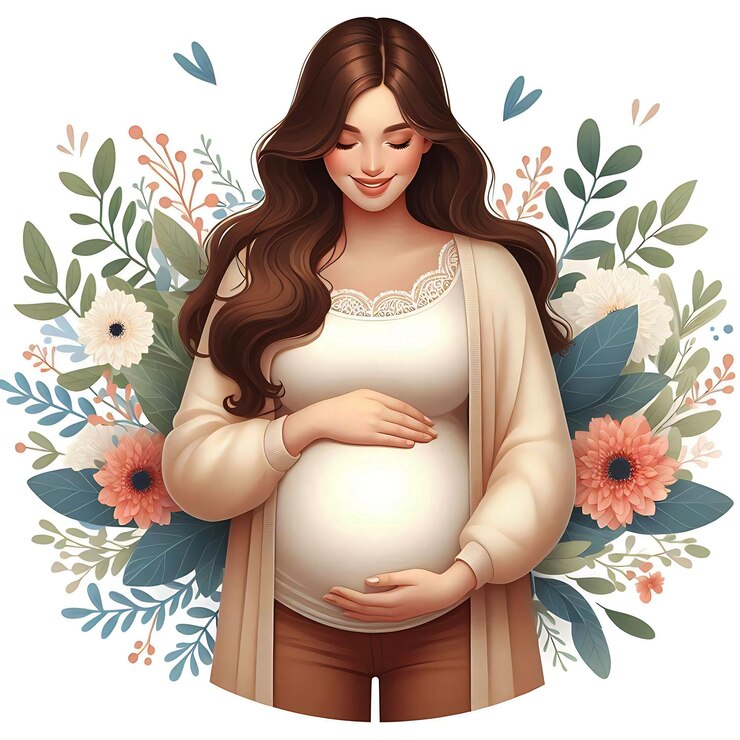 Pregnent women PSD image white background