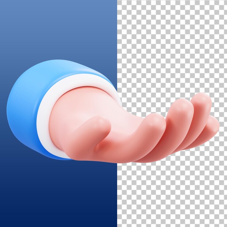 PSD pregunta el gesto de la mano ilustración 3d