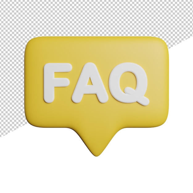 PSD preguntas de respuesta frecuente vista frontal ilustración de icono de renderizado 3d sobre fondo transparente