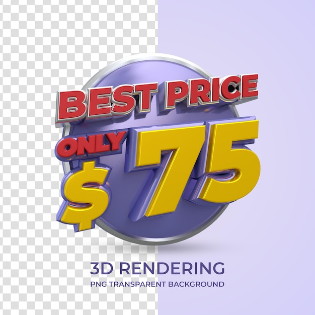 Preisschild 3D-Rendering isolierten transparenten Hintergrund