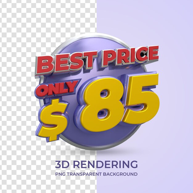 Preisschild 3D-Rendering isolierten transparenten Hintergrund