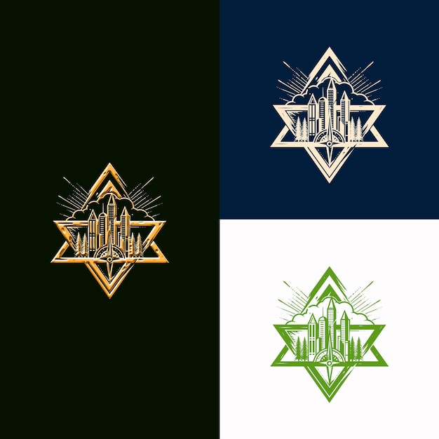 Premio de Arquitectura y Diseño Insignia Logotipo con dibujo Compa Diseños vectoriales creativos y únicos