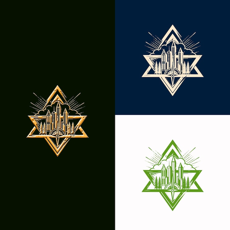 PSD premio de arquitectura y diseño insignia logotipo con dibujo compa diseños vectoriales creativos y únicos