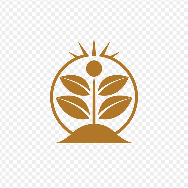 PSD premio de crecimiento sobresaliente logotipo con una planta en crecimiento y un sol psd vector diseño creativo arte tatuaje