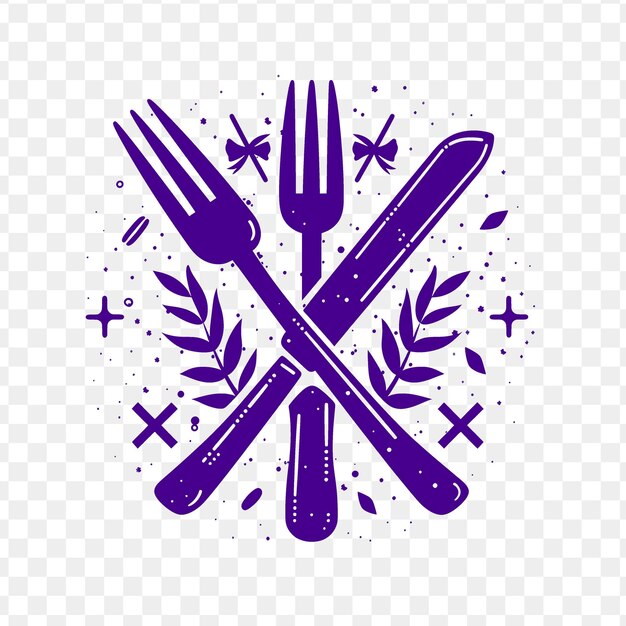 PSD prêmio de alimentos e bebidas logotipo com garfo e faca para psd vector design criativo arte de tatuagem