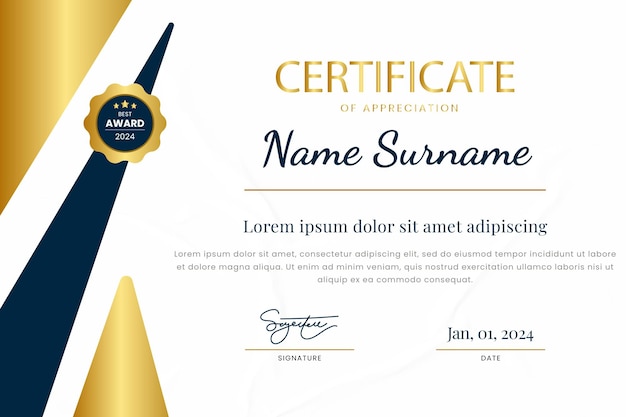 Prémio de Certificado de Agradecimento