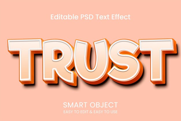 Prêmio de confiança de efeito de texto editável em PSD
