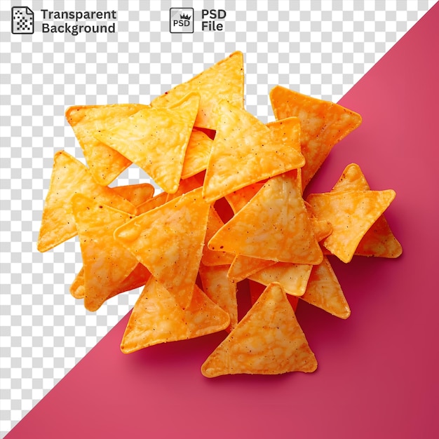 Prémio de nachos de queijo sobre um fundo rosa