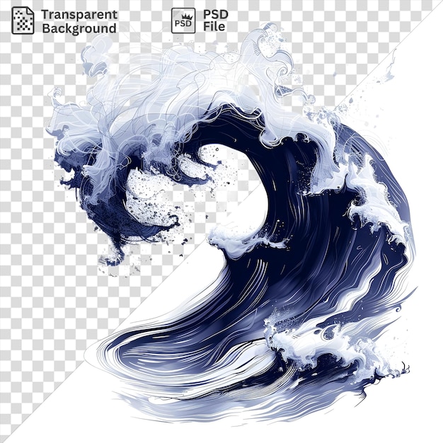 Prêmio de ondas abstratas rabiscos símbolo vetorial movimento oceânico no oceano