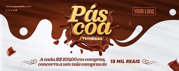 PSD prêmio de páscoa de banner de mídia social