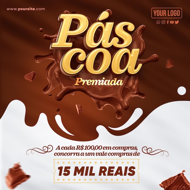 PSD prêmio de páscoa de feed de mídia social