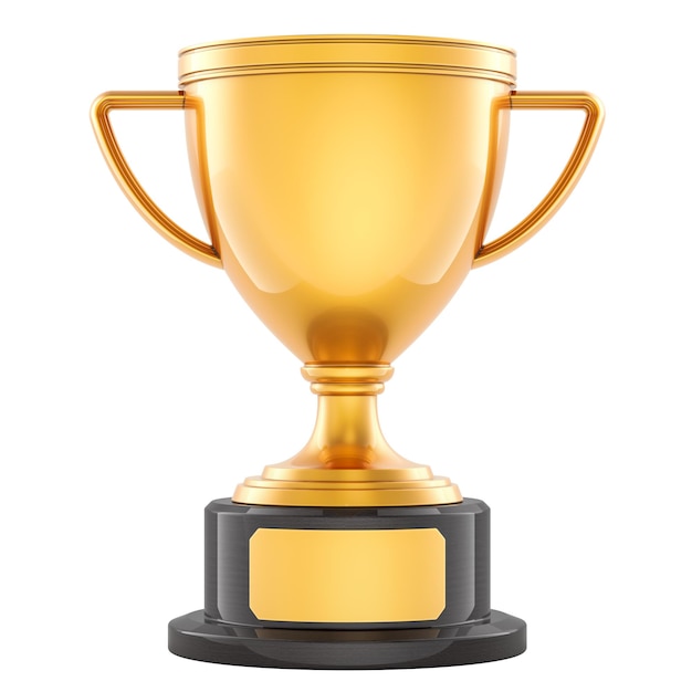 Prêmio de taça de troféu de ouro renderização 3D isolada em fundo transparente