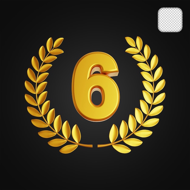 Premio de oro número 6 ilustración 3d