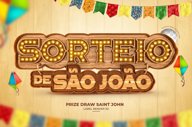 PSD premio sorteo sao joao 3d render festa junina brasil banner