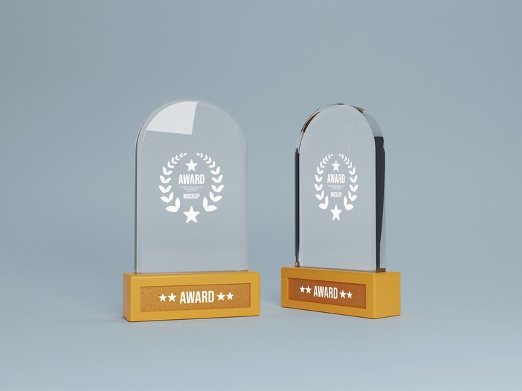 Premio trofeo de cristal en transparente