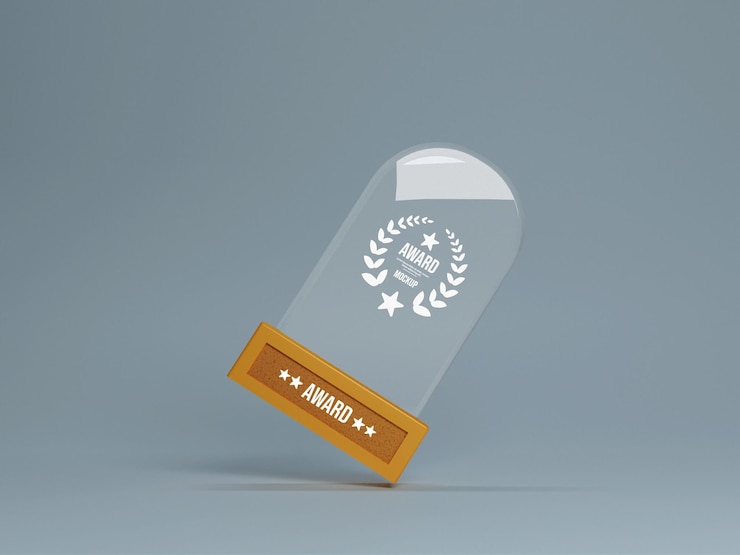 PSD premio trofeo di vetro su trasparente