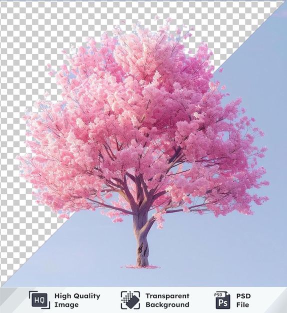 PSD premium de alta calidad psd árbol rosa cielo azul tronco marrón