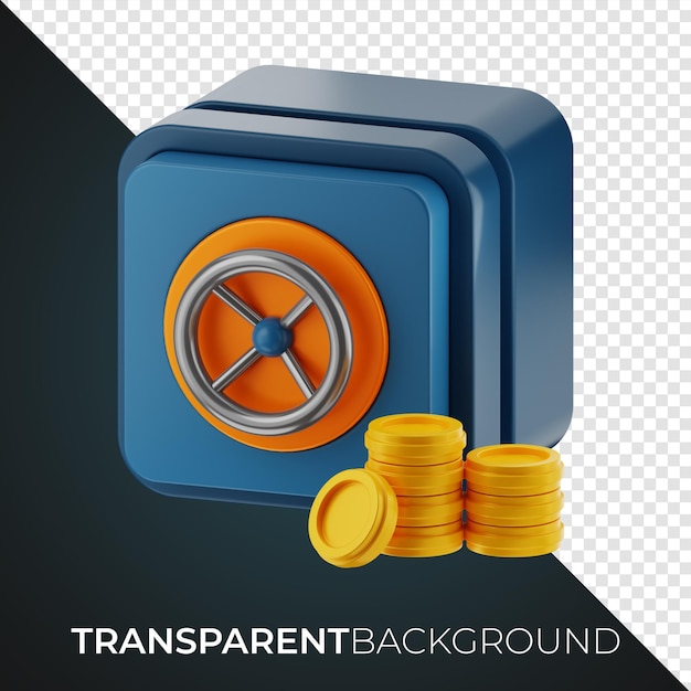 Premium-Bank-Case-Finanz-Icon 3D-Rendering auf transparenten PNG-Hintergrund