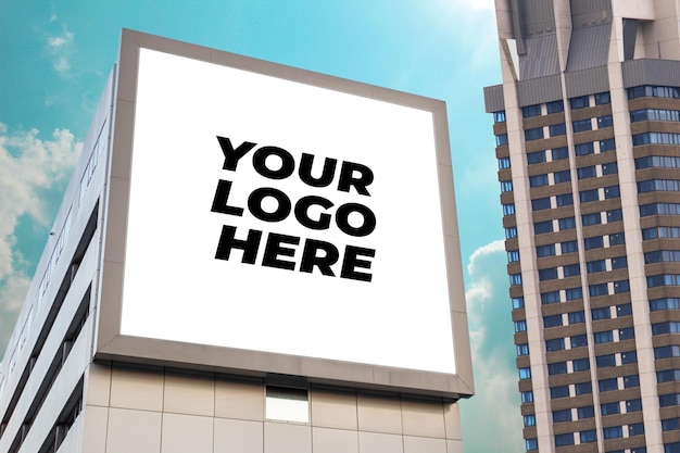 Premium billboard mockup für werbung auf einem gebäudeplakat