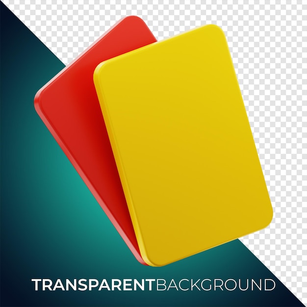 Premium calcio calcio icona cartellino rosso e giallo rendering 3d su sfondo isolato PNG