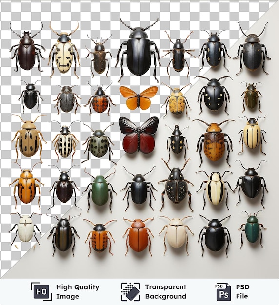 PSD premium de la colección de insectos fotográficos realistas de entomologist_s