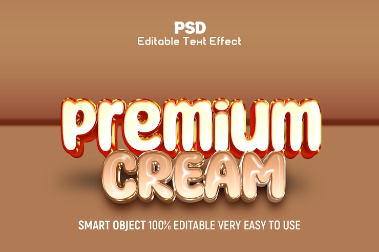 PSD premium cream 3d editable psd text effect style