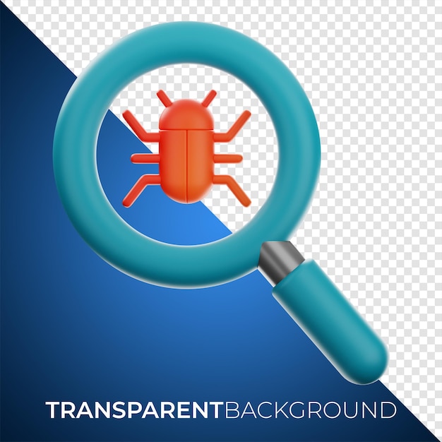 Premium cyber debug search icon 3d rendering on isolated background PNG