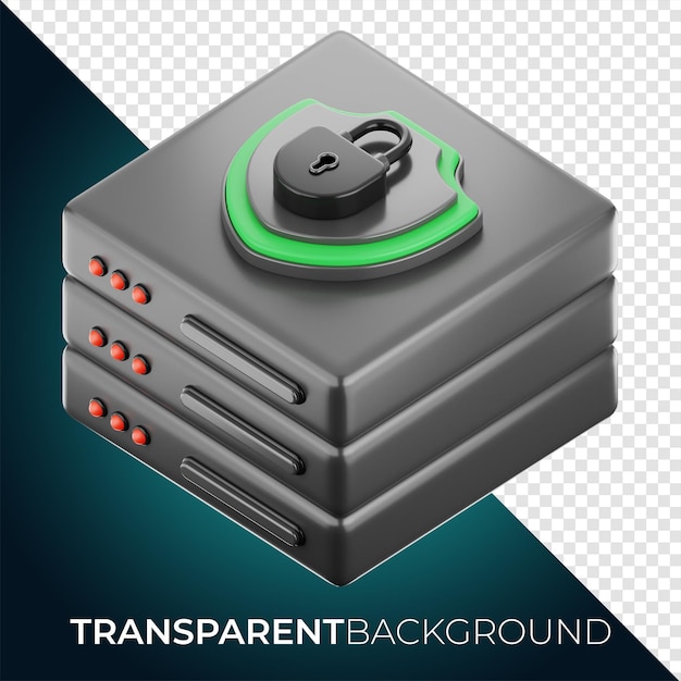 Premium database server Security lock icon 3d rendering on isolated background PNG