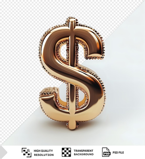 Premium de 3d ouro dólar sinal ícone png e jpg no ar png psd