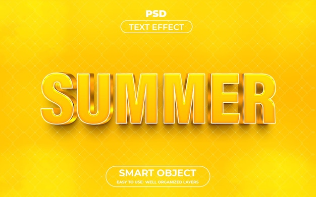 PSD premium de efeito de texto editável 3d de verão com plano de fundo