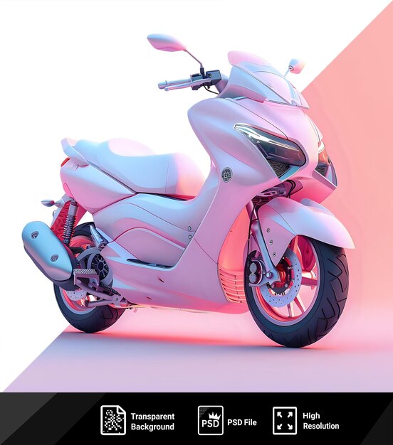 PSD premium de giroscópio uma scooter rosa com um pneu preto e espelho prateado png