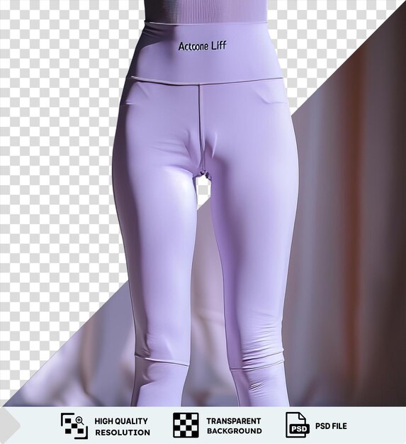 Premium de vista frontal capturar um par de leggings lavanda spandex material tecido rótulo png clipart png