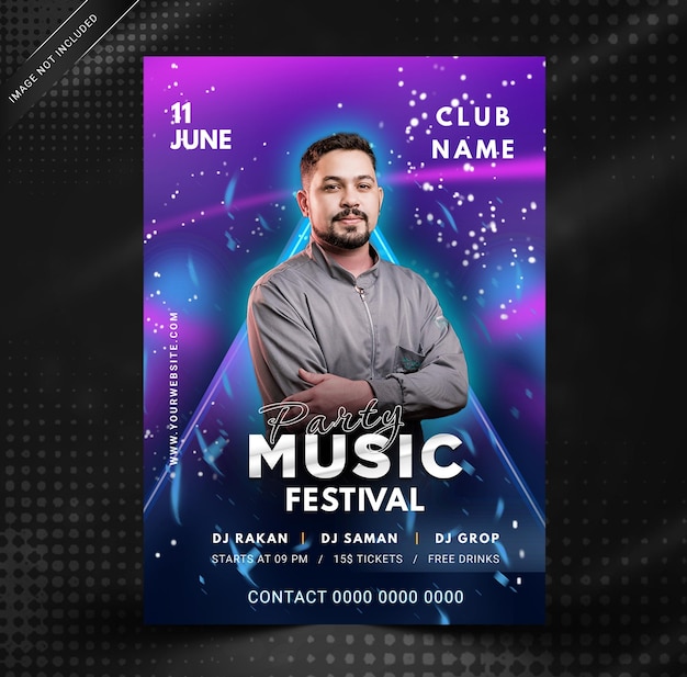 Premium elegant music festival poster-vorlage psd-vorlage