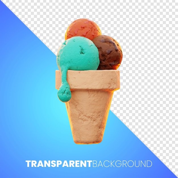 Premium-Fast-Food-Eis-Symbol 3D-Rendering auf isoliertem Hintergrund PNG