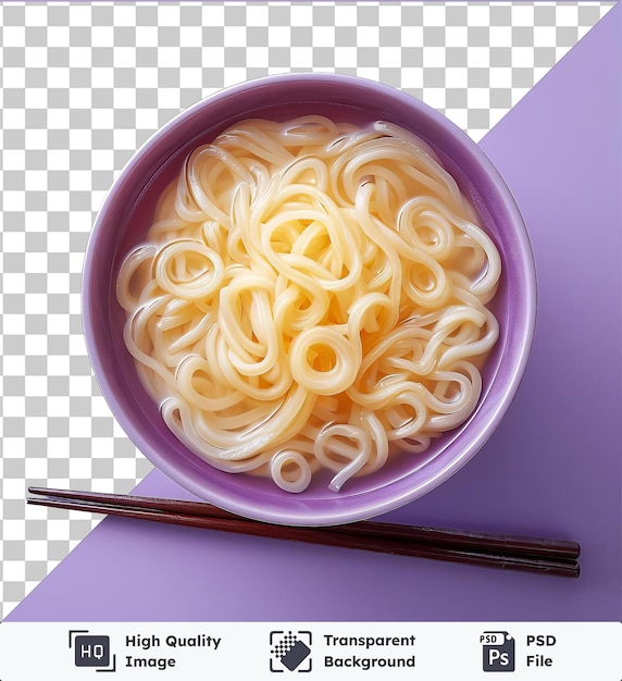 PSD premium de fideos udon en un cuenco con palillos