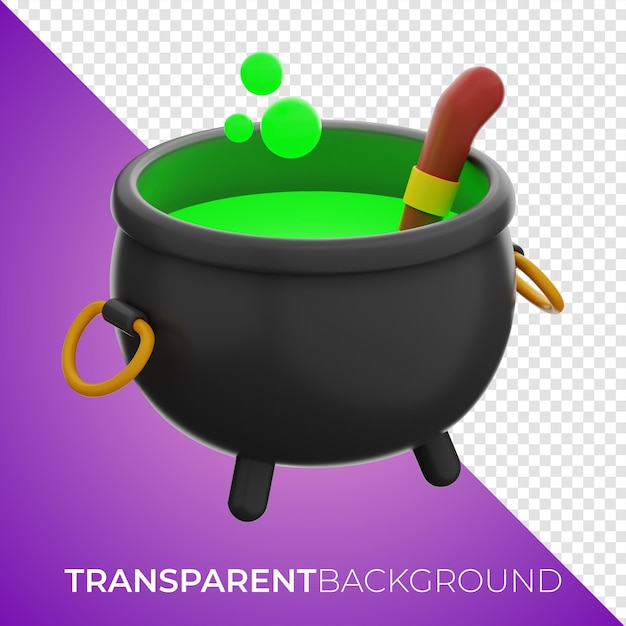 Premium-Halloween-Hexekessel-Icon 3D-Rendering auf isoliertem Hintergrund transparenter PNG