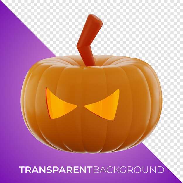 Premium halloween scary pumpkin icon 3d rendering on isolated background transparent PNG