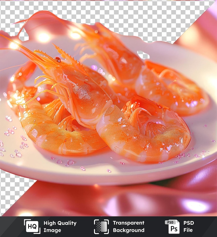 PSD premium de una maqueta de un plato de camarón crudo en un plato blanco