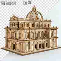 PSD premium de modelo 3d del edificio de la galería uffizi contra un cielo blanco