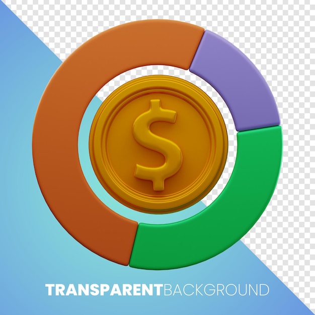 Premium Money Finance icon 3d rendering Sfondo trasparente PNG ad alta risoluzione
