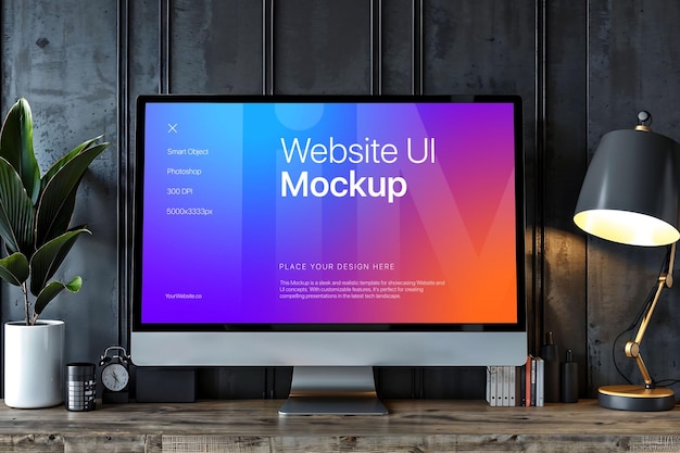 PSD premium-monitor-computer für website und benutzeroberflächen-mockup-psd
