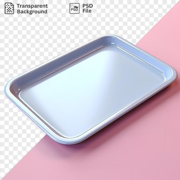 PSD premium of serving tray on a pink background the image shows a silver serving tray on a pink background with a red and pink shadow in the foreground