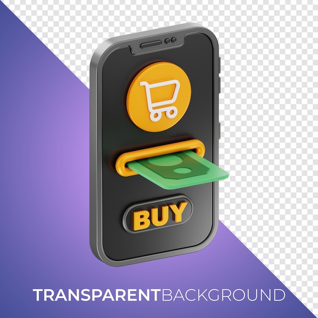 Premium-Phone-Online-Shopping-Geld-Symbol 3D-Rendering auf isoliertem Hintergrund PNG