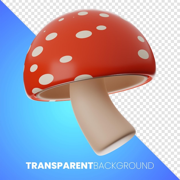 Premium-Pilz-Essen-Symbol 3D-Rendering auf transparentem Hintergrund mit hoher Auflösung PNG