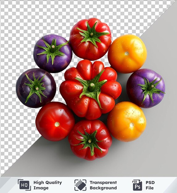 PSD premium de psd de haute qualité avec des tomates colorées disposées en rangée