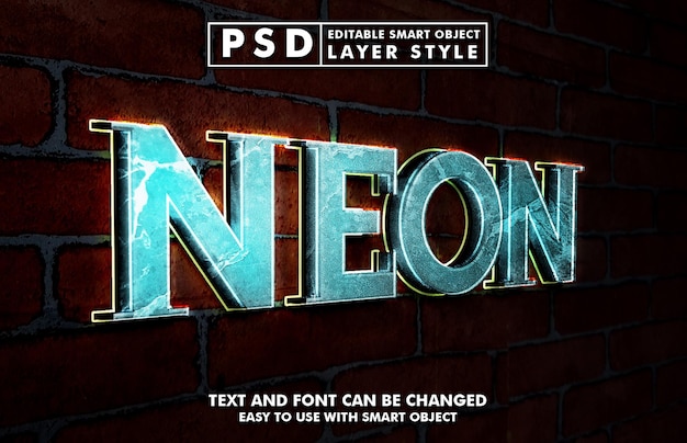 Premium-psd mit neon-3d-texteffekt