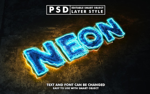 Premium-psd mit neon-3d-texteffekt